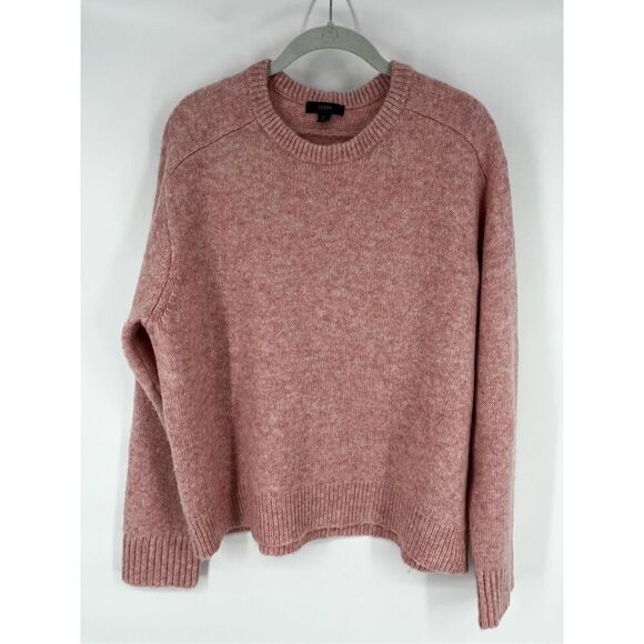 J. Crew Relaxed Saddle Sleeve Merino Wool Blend Sweater Heather Blush Size Large - Picture 1 of 8